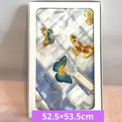 Nina Ricci 蝶のプリント 大判ハンカチ　スカーフ　絹50%綿50%