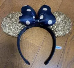 ディズニー　ミニーマウス カチューシャ　スパンコール　ドット 水玉　ゴールド