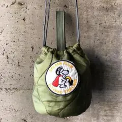 【HB1101】ショルダーミリタリー　ライナーリメイクペイシェントバッグ　巾着