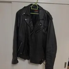 【美品】本革 牛革 ダブルライダースジャケット 2XL