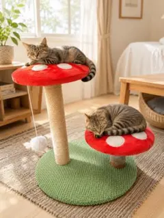 新品】キノコモチーフ キャットタワー 据え置き型 爪とぎ付き - メルカリ