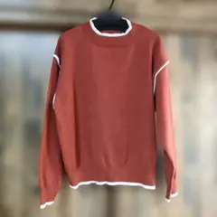 オレンジ色 長袖ニットセーター Fサイズ