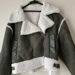 新品未使用　チャオパニック　ボア付きダークグリーン　カーキ　ショート丈　M