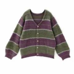 グレイルGRLランダムボーダーモヘアタッチニットカーディガン[kz122]
