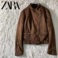 美品 ZARA ザラ フェイクスエード ダブルライダースジャケット XS