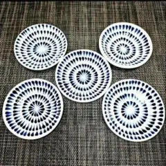 【新品】ベトナムホイアン バッチャン焼き 小皿 5枚セット 青 花柄のサムネイル