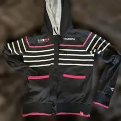 DIADORA ストライプパーカー ブラック/ピンクのサムネイル