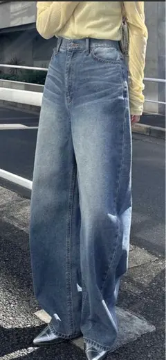 ワイドデニムカーブパンツ