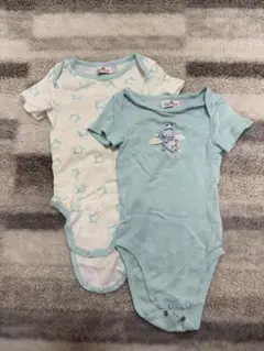 ベビー肌着 2点セット 水色・白 星柄