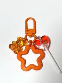 オレンジ 星型 キーホルダー　推し