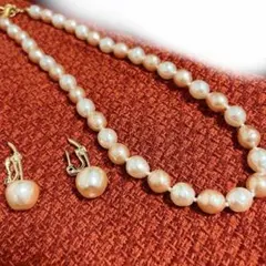 真珠 バロックパール ピンク系 ネックレス イヤリング