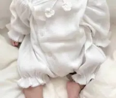 ♡美品❤モンベベ♡ワッフルロンパース♡newborn❤White♡