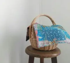 <1032>handmade ラリーキルト カンタ カゴカバー フリーマット