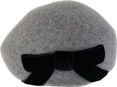 Honey Salon ハニーサロン ベロア リボン ウール ベレー帽 グレー