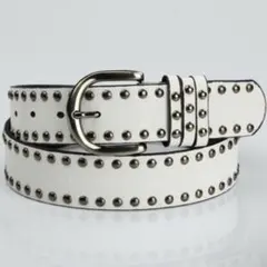 スタッズベルト﻿ 白　Y2K スケーター SK8 ベルト