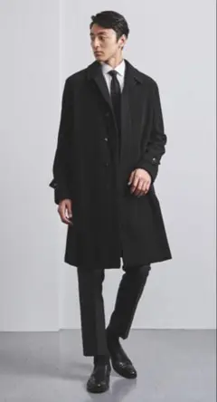 新品・未使用　CARUSO メンズ ブラック チェスターコートのサムネイル