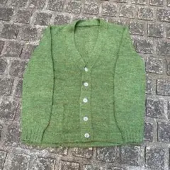 一点物 60s〜70s モヘア調 グリーン カーディガン