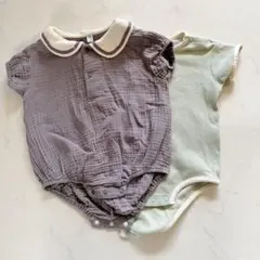 【2枚セット】西松屋 ロンパース 70 80 半袖 夏服 ガーゼ ワッフル