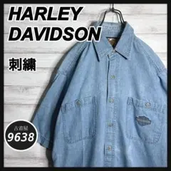 希少》ハーレーダビッドソン☆半袖シャツ L 刺繍ロゴ ホワイト HS151 