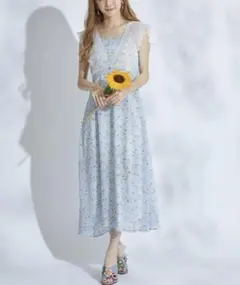 【新品】トッコクローゼット レース装飾フラワープリントキャミワンピース