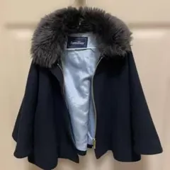 familiar 紺ファー襟 ケープジャケット