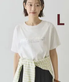 AMERICANHOLIC　SILVERプリント半袖Tシャツ　Ｌオフホワイト