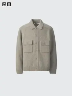 ユニクロU ラムニットジャケット グリーン ベージュ 2024秋冬 L