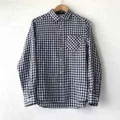 アーバンリサーチ 麻100 ギンガムチェックシャツ M リネン 黒 白