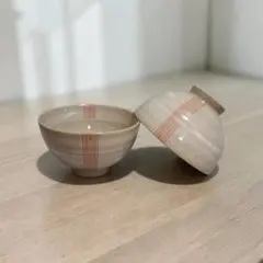 新品未使用　飯碗　茶碗　ご飯茶碗　軽量　粉引　食器　赤　2個波佐見焼　ストライプ