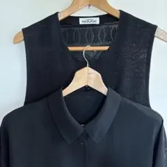 【美品】ラピーヌ　シャツブラウス&ベスト　アンサンブル　おしゃれなレースの地模様