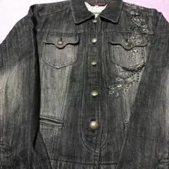 ブラックデニム色落ち風Gジャンブルゾン