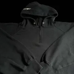 “ハーフジップ” old stussy 紺タグ パーカー 墨黒 90s 00s