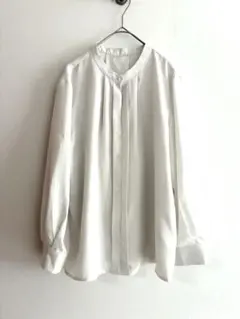 オペークドットクリップ パールボタン長袖ブラウス