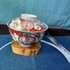 九谷手描き五彩手茶碗　江戸明治期