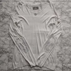 00s y2k Archive skull studs Vneck long T