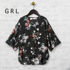 グレイル 花柄フレアスリーブ トップスブラウス シャツ 半袖 黒 Ｆ フェミニン