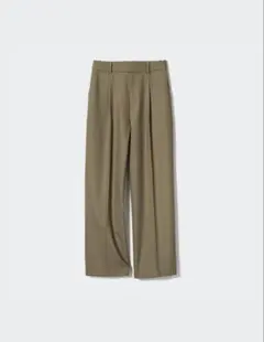 ユニクロ タックワイドパンツ オリーブ レディース S 股下60cm