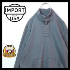 【L010】USA輸入 スウェット生地 ハーフボタン プルオーバー シンプル