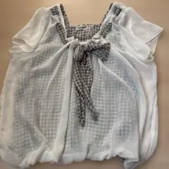 チェック 半袖ブラウス M
