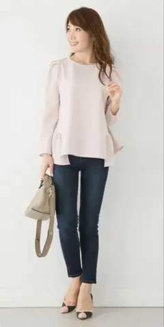 ペプラム パフスリーブ 9分袖 ブラウス Liala×PG_M_ピンクのサムネイル