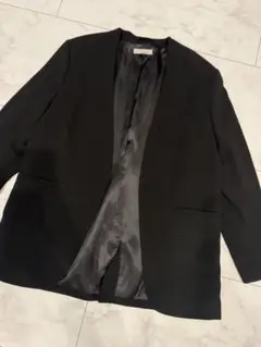 H&M ノーカラー　ジャケット　黒　ブラック　オフィス　カジュアル　フォーマル