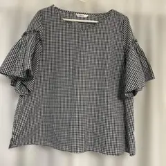 Ganicole ギンガムチェック フリル袖 LL