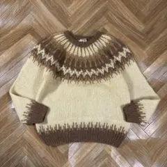 マクレガー ノルディック柄 クルーネック ウールニット セーター L ローゲージ