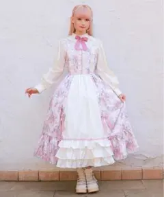 新品アクシーズファムシャルミエールクラシカルローズ柄ジャンスカワンピース　ピンク