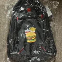 ハンバーガー柄 リュック バックパック 黒