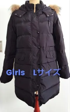 ファー付きロングダウンコート 黒