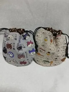 感謝価格 猫柄 巾着 ハンドメイド 小物入れ - メルカリ