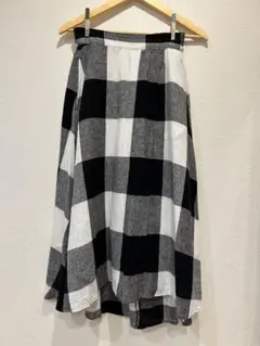 ロングスカート　チェック柄　フレアスカート　裏地付き