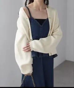 RANAN デニムペプラムキャミワンピース