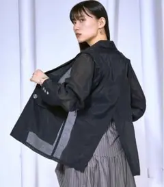 【ZOZO完売】シアージャケット Ezick ブラック ショルダータック